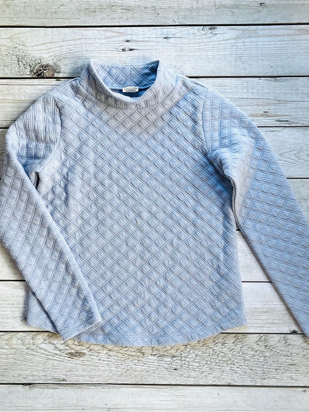 Crewcuts Light Blue Quilted Mock Neck Sweater